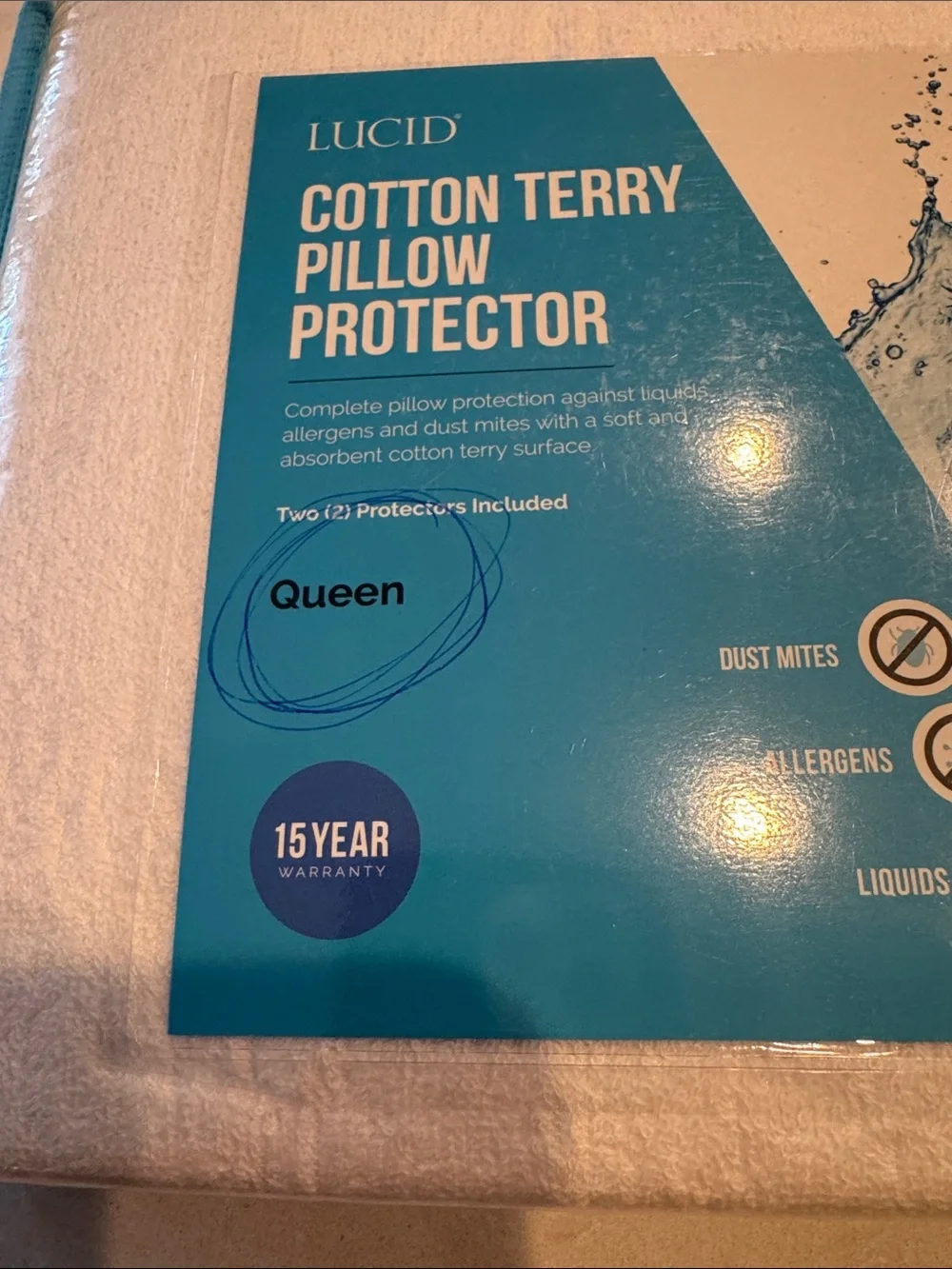 Cotton Terry Pillow Protector - White (Queen)